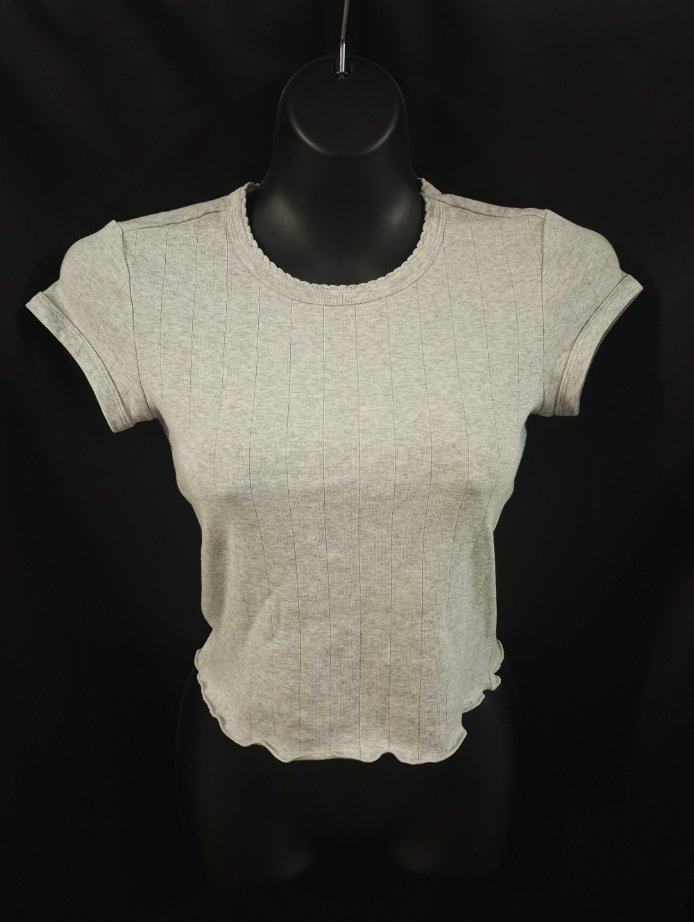 Skims Drop Needle Baby Tee ST-STT-8463 Light Heather Grey Size Small